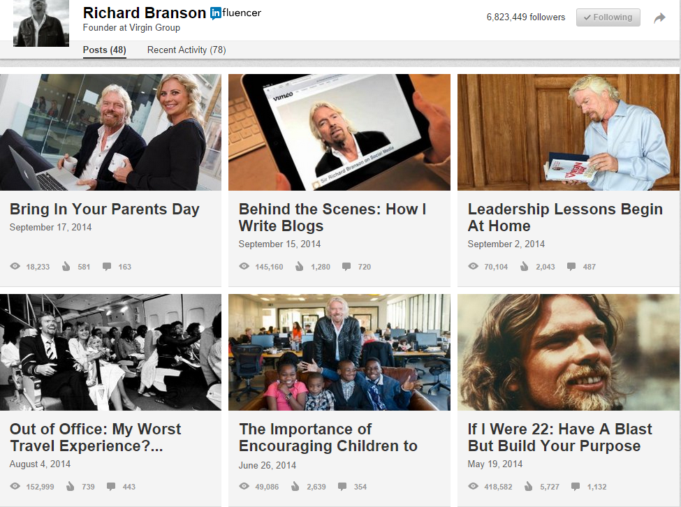 Richard Branson, The LinkedIn Influencer.