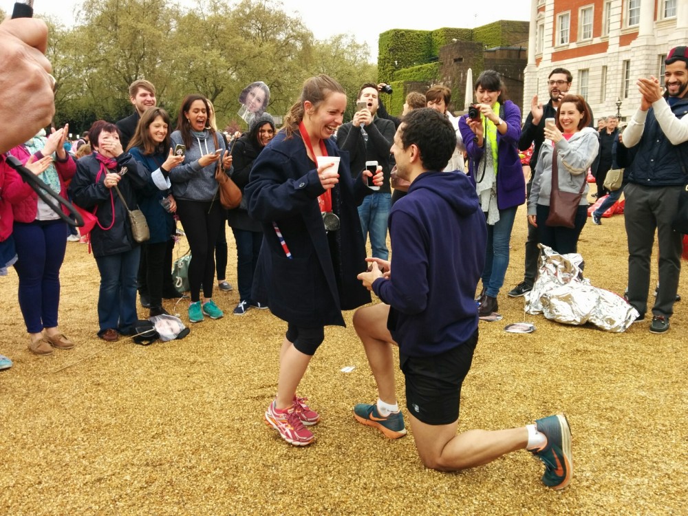 Marriage proposal London Marathon 2015.