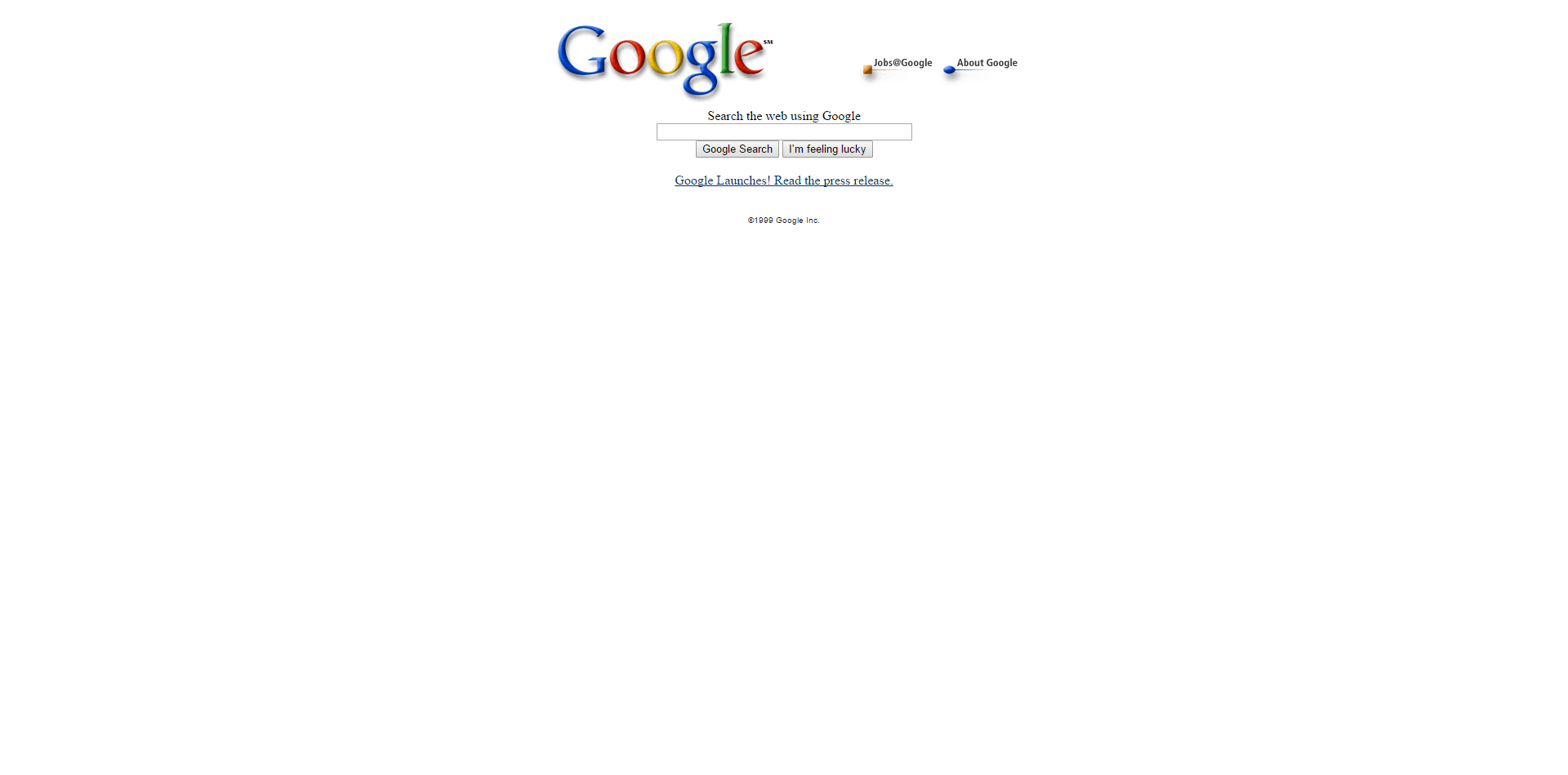 Google homepage 12 October 1999 different weird post.